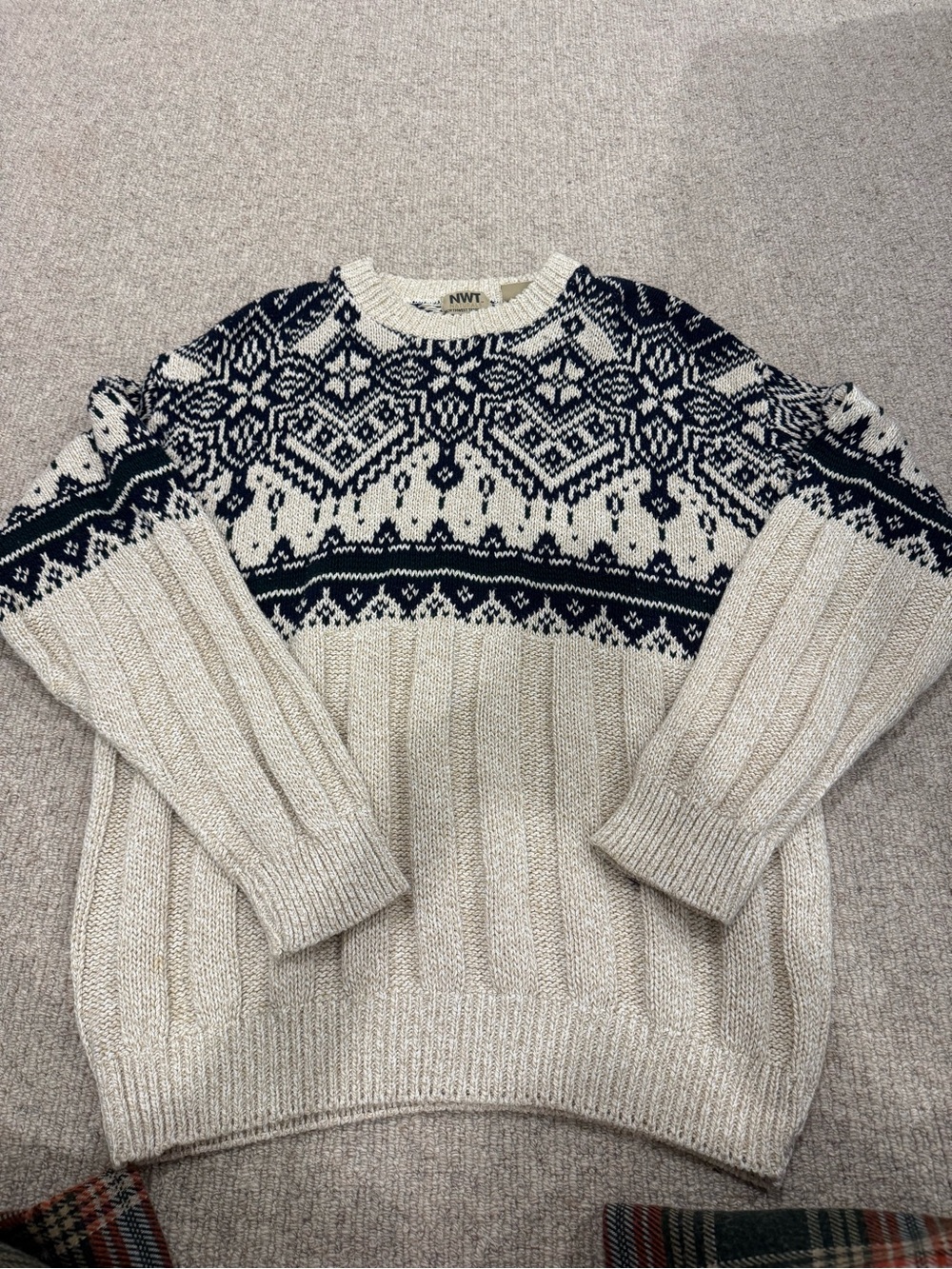 VINTAGE men’s Northwest Territory nwt fair isle cotton sweater made in USA L